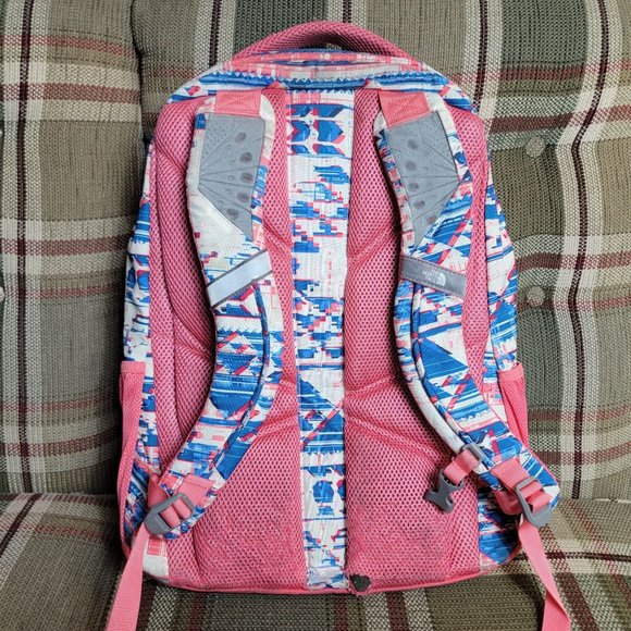 The North Face Jester Womens Pink Backpack Aztec Print Camping Hiking Outdoors - Picture 2 of 13